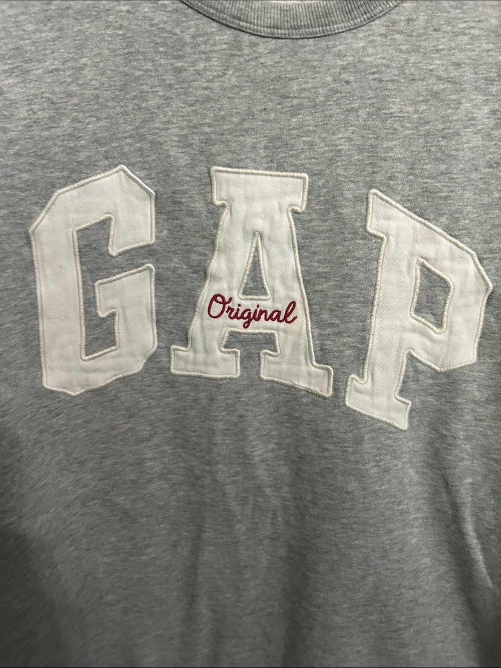 GAP Grey Crewneck Sweatshirt with White Appliqué and Red Script - Picture 3 of 4